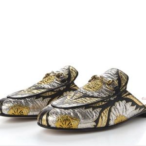 Gucci Princetown Metallic Jacquard Horsebit Flats Mules Slippers